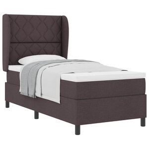 vidaXL Lit à ressorts avec matelas Marron foncé 100 x 200 cm tissu