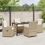 vidaXL Ensemble de salle à manger de jardin 5 pièces en poly rotin beige