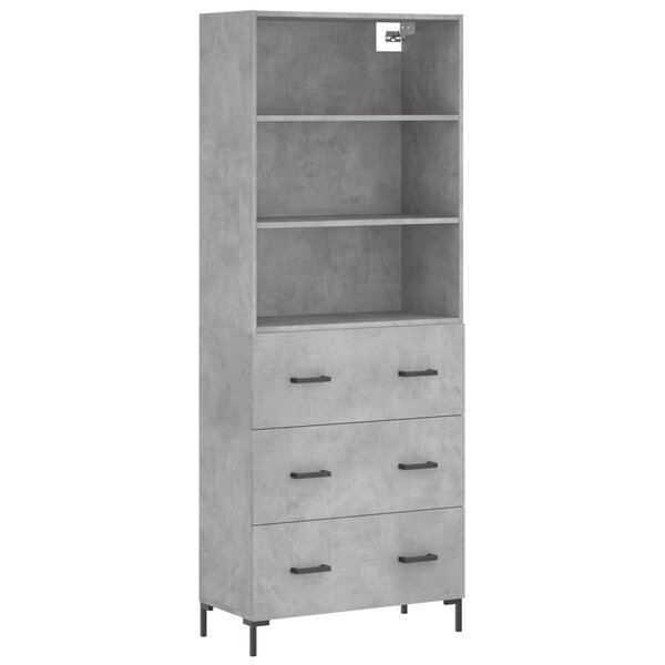 vidaXL Buffet haut Gris béton 69 5x34x180 cm Bois d'ingénierie