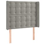 vidaXL Tête de lit à LED Gris clair 83x16x118/128 cm Velours