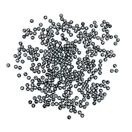 Perles plastiques av. lettres  6mm ø  noir  40g