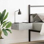 vidaXL Table de chevet flottante Gris béton Bois d'ingénierie