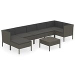 vidaXL Salon de jardin 8 Pièces avec coussins résine tressée gris
