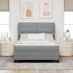 lit Box Spring vidaXL avec matelas en gris clair  160x200 cm  en tissu