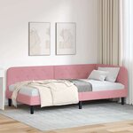 vidaXL Cadre de lit d'angle avec tête de lit Rose 100 x 200 cm Velours