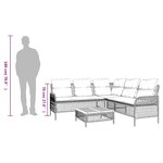 vidaXL Salon de jardin 2 Pièces avec coussins Gris Résine tressée