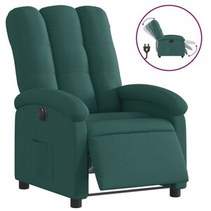 vidaXL Fauteuil inclinable électrique Vert foncé Tissu