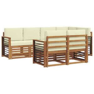 vidaXL Ensemble de canapé d'angle avec coussin 7 Pièces Naturel et Crème