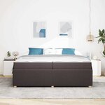 vidaXL Cadre de lit avec matelas Marron foncé 200 x 200 cm tissu