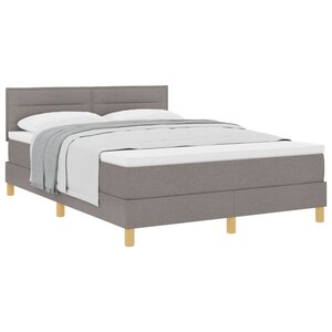 vidaXL Lit à ressorts avec coussin Taupe 140 x 200 cm tissu
