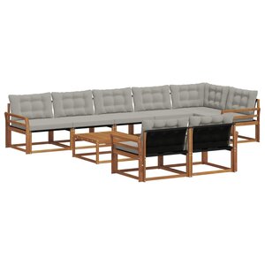 vidaXL Ensemble de canapés d'extérieur 9 Pièces Gris Naturel et Clair
