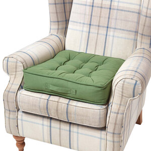 Coussin d'assise rehausseur en coton Vert foncé  50 x 50 x 10 cm - HOMESCAPES