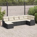 vidaXL Ensemble de canapé de jardin 7 Pièces Noir  blanc Poly rotin