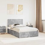 vidaXL Cadre de lit Gris béton 135 x 190 cm Bois d'ingénierie