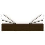 vidaXL Chaise longue de jardin table à thé 3 Pièces Résine tressée Marron