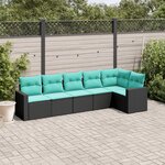 vidaXL Salon de jardin 6 Pièces avec coussins noir résine tressée