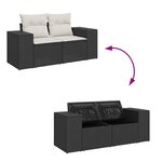 vidaXL Salon de jardin 8 Pièces avec coussins noir résine tressée