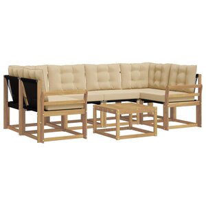 vidaXL Ensemble de canapés d'extérieur 7 Pièces Blanc et Beige