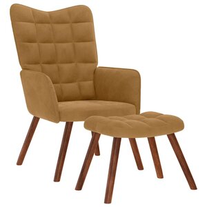 vidaXL Chaise de relaxation avec tabouret Marron Velours