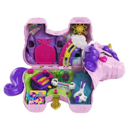 Polly pocket coffret licorne surprises - piñata licorne féérique + de 25 accessoires