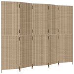vidaXL Cloison de séparation 5 panneaux beige résine tressée