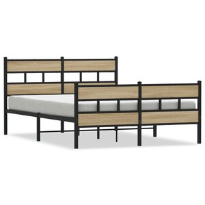 vidaXL Cadre de lit en métal sans matelas chêne sonoma 140x200 cm