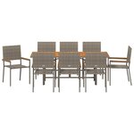 vidaXL Ensemble de salle à manger pour jardin 9 Pièces Gris
