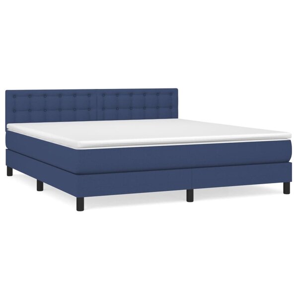 vidaXL Sommier à lattes de lit avec matelas Bleu 160x200 cm Tissu