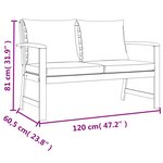 vidaXL Ensemble à manger de jardin 4 Pièces coussins Bois acacia