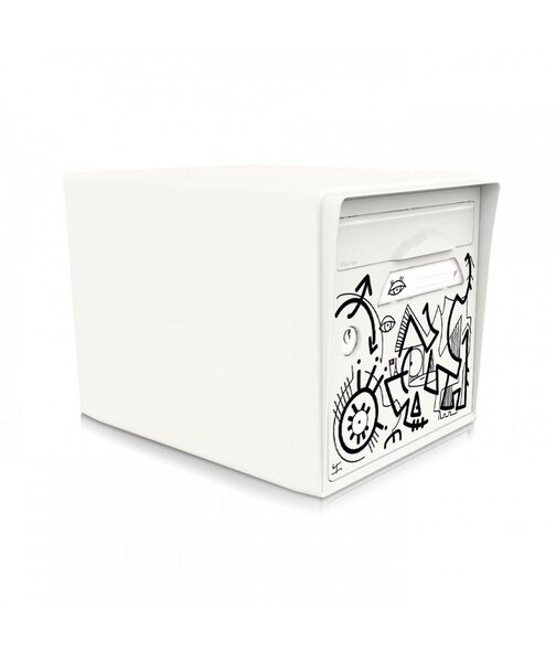 Boite aux lettres blanche 1 porte "Vache de France" [VanLuc]