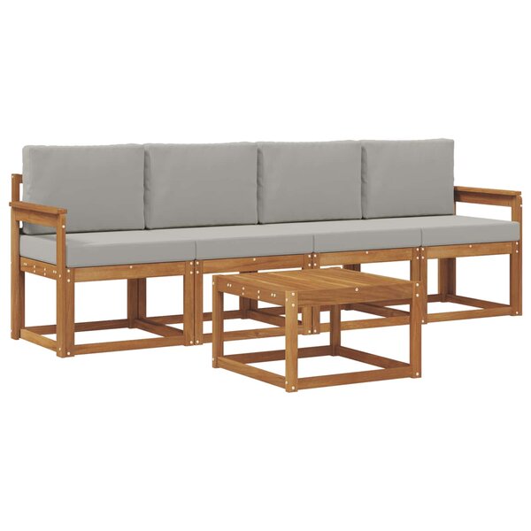 vidaXL Ensemble de canapés d'extérieur 5 pc Gris Naturel et Clair