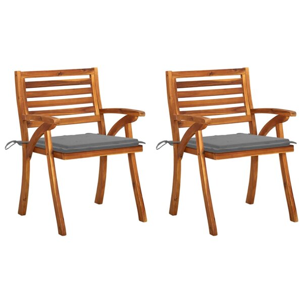 vidaXL Chaises à manger de jardin avec coussins lot de 2 Acacia massif