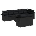 vidaXL Ensemble de canapé de jardin 9 pièces avec coussins beige en poly rotin