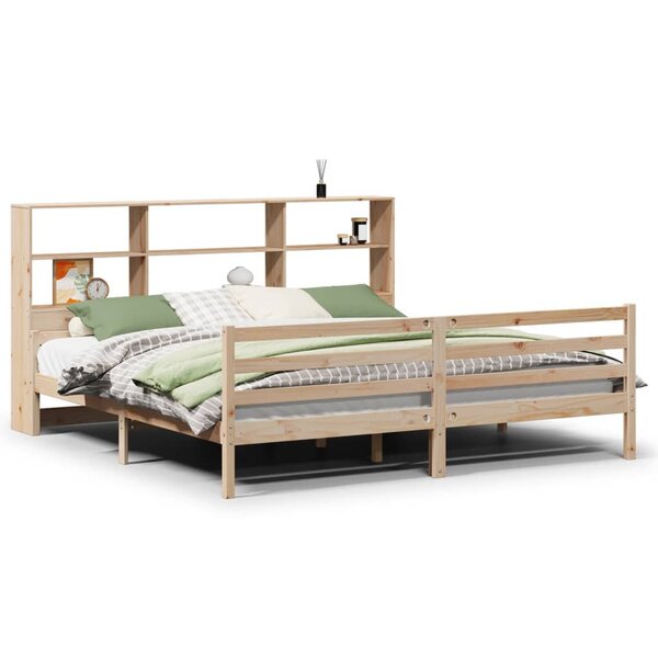vidaXL Lit bibliothèque sans matelas 200x200 cm bois massif de pin