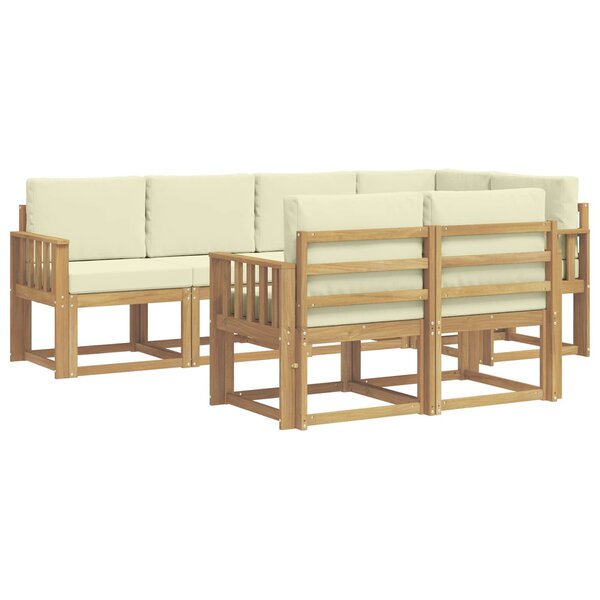 vidaXL Ensemble de canapés d'extérieur 7 pc Blanc et crème Polyester