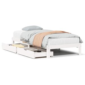 vidaXL Cadre de lit avec tiroirs sans matelas blanc 90x200 cm