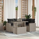 vidaXL Salon de jardin 5 Pièces avec coussins gris clair résine tressée
