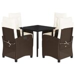 vidaXL Ensemble à manger de jardin 5 Pièces et coussins marron poly rotin