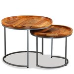 vidaXL Ensemble de tables d'appoint 2 Pièces Bois de manguier massif