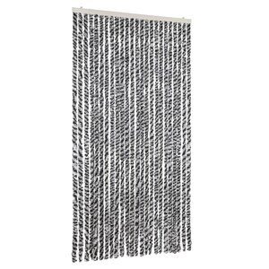 vidaXL Rideau anti-mouches gris et noir et blanc 100x230 cm chenille