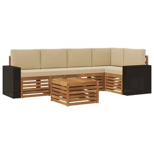 vidaXL Ensemble de canapé d'angle avec coussin 6 Pièces Naturel et Beige