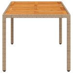 vidaXL Table de jardin beige 190x90x75 cm résine tressée bois d'acacia