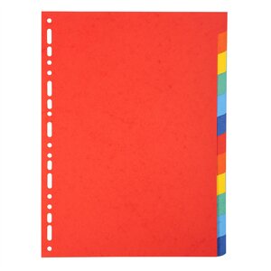 Intercalaires carte 220g 12 positions - A4 - Couleurs assorties x 25 EXACOMPTA