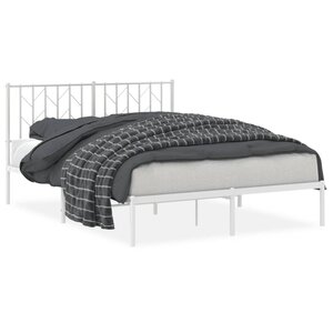 vidaXL Cadre de lit métal sans matelas et tête de lit blanc 140x190 cm
