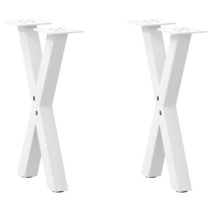vidaXL Pieds de table basse en forme de X 2 pièces blanc 28 x (42-43) cm acier