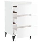 vidaXL Table de chevet avec pieds en métal blanc brillant 40x35x69 cm