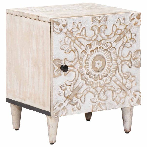 vidaXL Cabinet de chevet Blanc 40 x 33 5 x 46 cm Bois de mangue massif