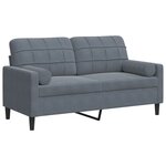 vidaXL Canapé 2 places avec oreillers gris foncé 140 cm velours
