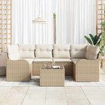 vidaXL Ensemble de canapé de jardin avec coussin 7 Pièces Beige et crème