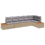 vidaXL Ensemble de canapé de jardin 6 Pièces Beige Poly rotin